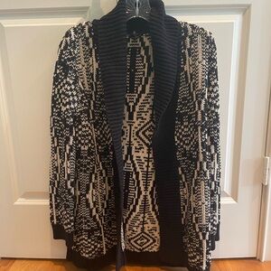 Talbots Black and Cream Patterned Cardigan